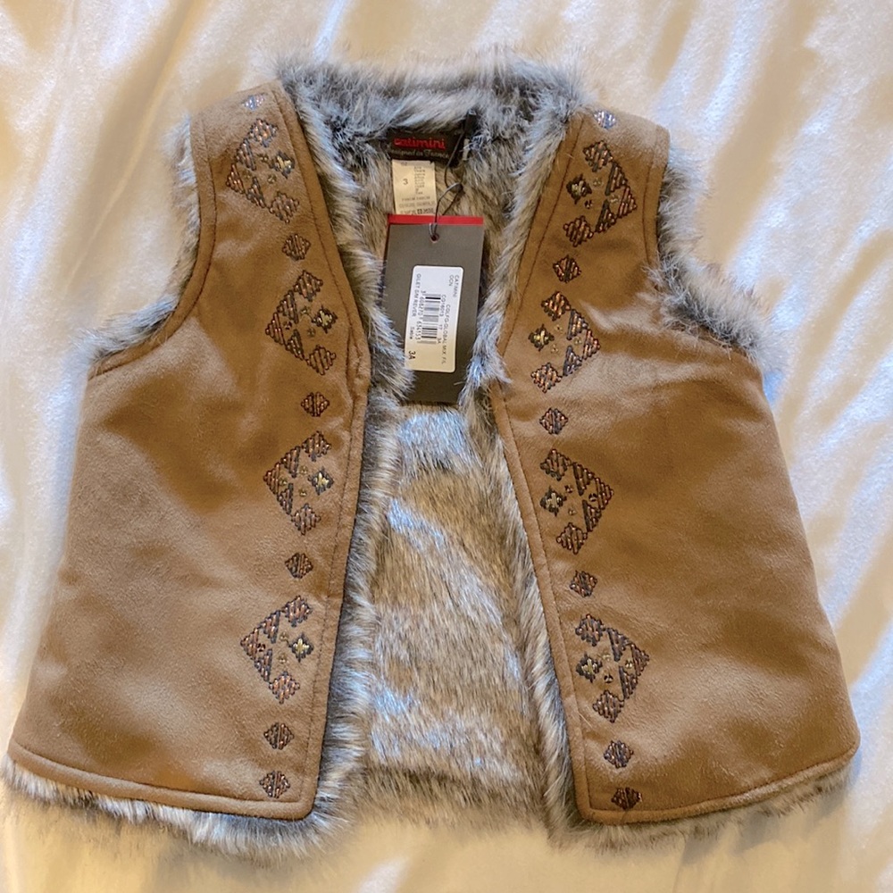 Catimini fur vest NWT